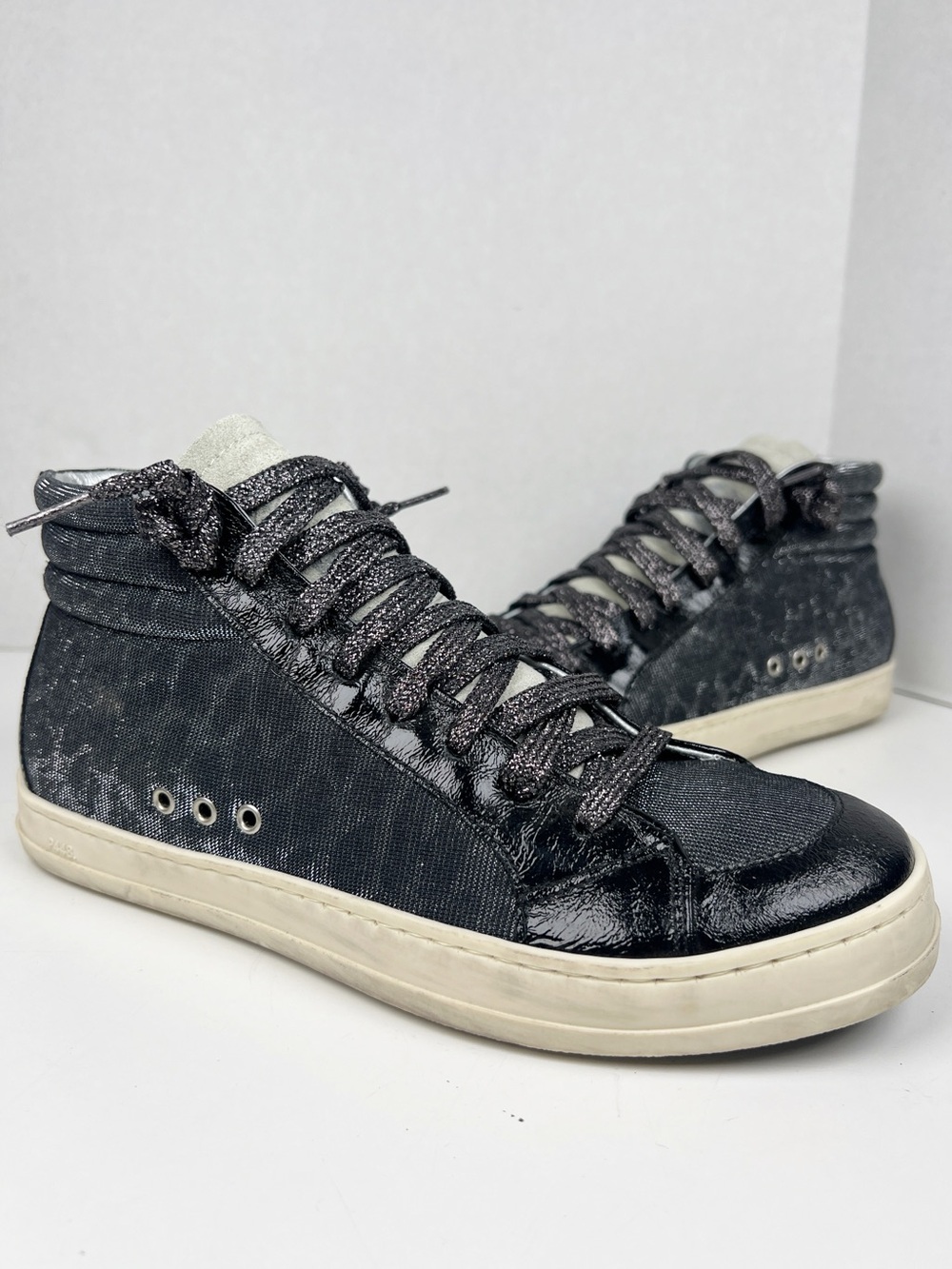 P448 Women’s Size EU 3 /US 7-7.5 Glam Black Gray Metallic Skate High Top Sneaker